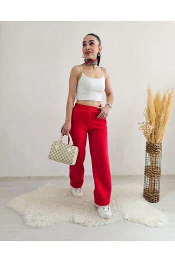 6 butik altı üstü butik Palazzo Pipe Leg 3 String Raster Sweatpants