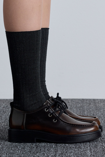 Manuka Anthracite Long Ribbed Socks