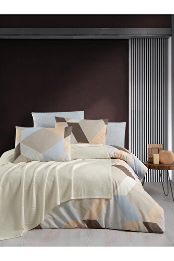 AYHANHOME Waffle Pattern Cotton Double Pique 5 Piece Duvet Cover Set
