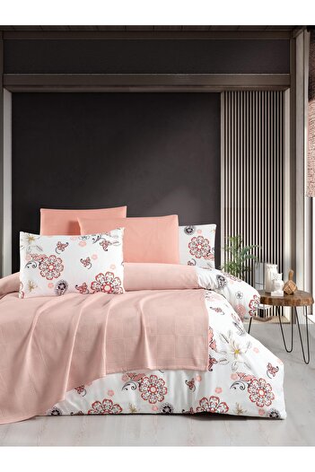 AYHANHOME Waffle Pattern Cotton Double Pique 5 Piece Duvet Cover Set