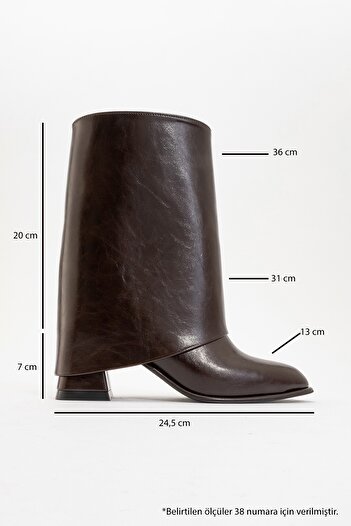 LuviShoes ELLAS Kahverengi Cilt Kadın Kalın Topuklu Bot