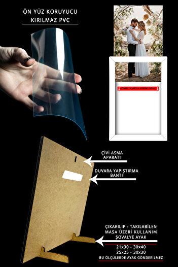 Bytwo 6 Pieces 15x15 Frame - Square Frame - MDF Kemençe Frame - Multiple Photo Frame Set