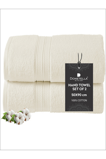 Donetella 2 - Pcs Premium Hand Towels (50x90cm ) 600 GSM 100% Combed Cotton