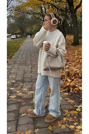 Jose Clothing Pulover de tricotaj cu mânecă lungă, cu model, tricotat de păr pentru femei