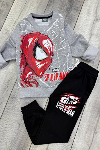 SPIDERMAN 2 Yarn Spiderman Printed Gray Tracksuit Set