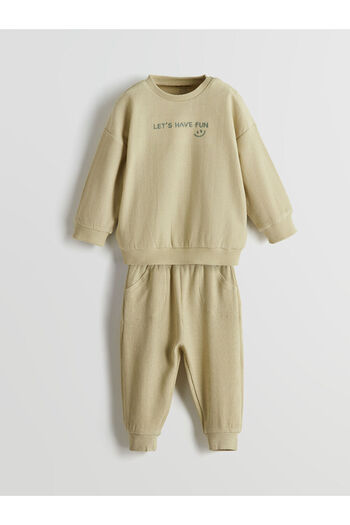 LC Waikiki LCW baby Bisiklet Yaka Erkek Bebek Sweatshirt ve Eşofman Alt 2'li