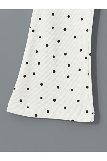 LC Waikiki Polka Dot Girl's Flared Leggings with Elastic Waist