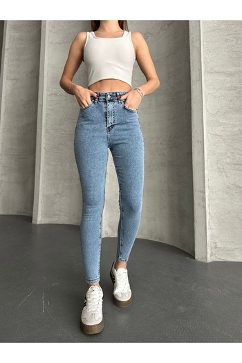 Linarose Γυναικείο μαύρο Skinny Slim Leg Gathering Παντελόνι Jean Not Fade Γυναικείο Jean