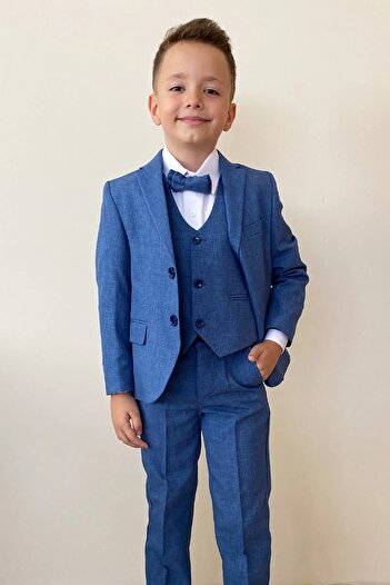 Tiril Tiril Boy's Bow Tie Suit - Indigo with Jacket and Vest