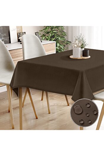 Evim Canvas Dark Brown Liquid Proof Stain Resistant Tablecloth