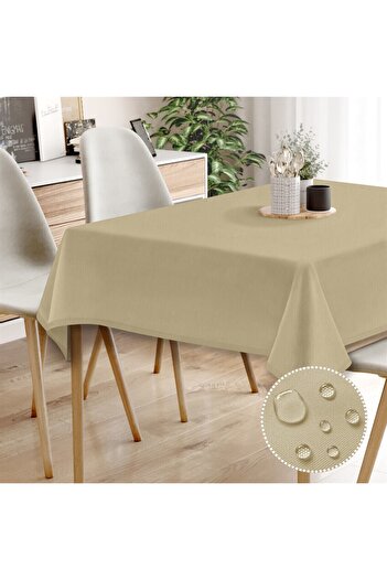 Evim Canvas Beige Liquid Proof Stain Resistant Tablecloth