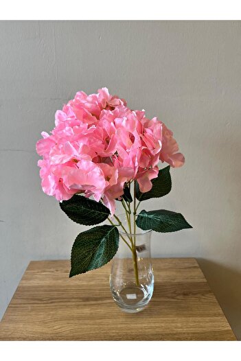ledison 45 cm Pembe Yapay Ortanca 5 Dallı Demet (Vazo Dahil Değildir)