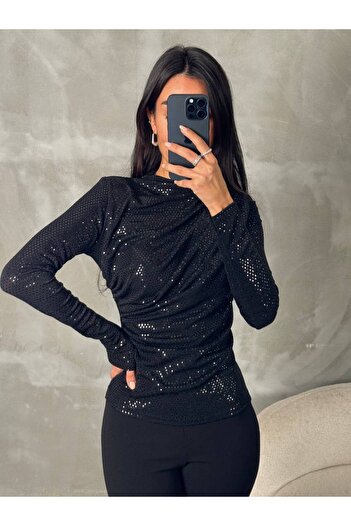 Butik Beyza Μπλούζα με παγιέτες με κορδόνια ώμου και μέσης