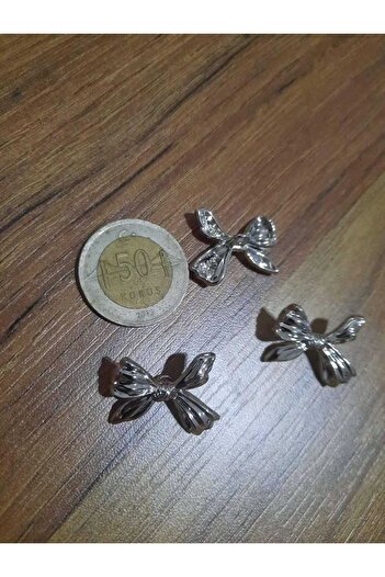 Beyna Special Design Silver Plated Bow Tie Model Metal Button 2.5 cm 1 Pack 3 Pieces