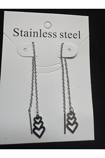 İYİ MODA Inline Heart Gift Stainless Steel Earrings Non Darkening Earrings
