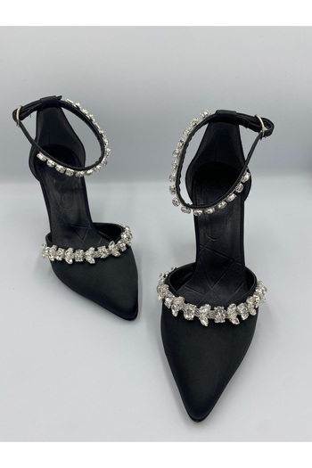 Ömer Ediz Shoes Γυναικεία παπούτσια ALLYS Satin Crystal Stone με τακούνι 9 cm