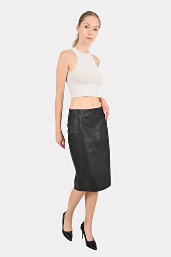 ALİN Naomi Black Pen Genuine Leather Skirt Size Measurements Visually