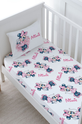 Tuğba Kuğu Baby Size Fitted Sheet Set - Cartoon Series - Mini Mouse with Cute Pink Dress