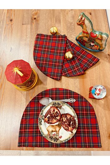 White Alamode 40X38 Rustic Plaid American Service - Set of 4
