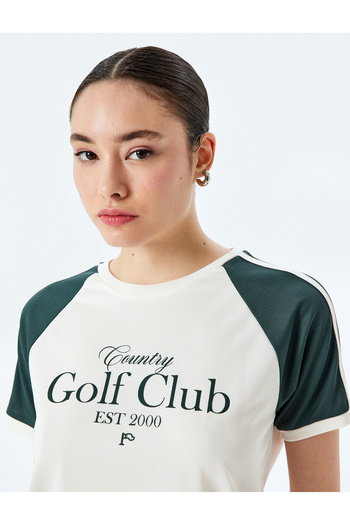 Koton Μπλουζάκι με κοντό Raglan Sleeve College με στάμπα με λαιμόκοψη