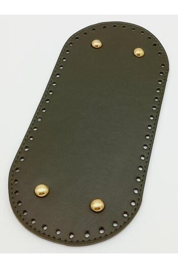 Nusrat Bilişim Χακί Τεχνητό Δέρμα 25x12 cm Οβάλ Τσάντα - Με Συσκευή Ανοιχτόχρωμο Χρυσό
