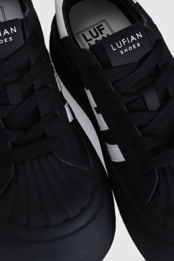 Lufian Genuine Leather Comfortable Fit Women's Sneaker Black Shoes