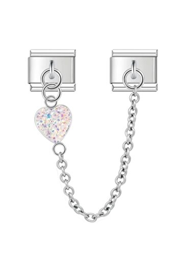 SiestaAccessories White Italian Bracelet Charm - Double Link, Chain & Dangle