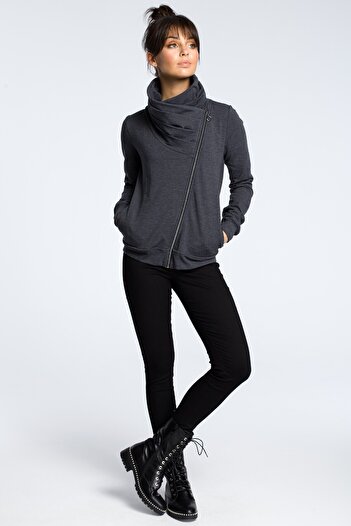 BEWEAR Sweatshirt with a diagonal zipper