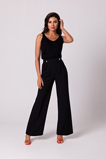 BEWEAR Wide-leg trousers with a crease and decorative buttons