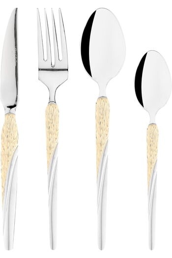 Alsaif Gallery Saif Gallery Stainless Steel Flatware Set, 24 Pieces - Gold Silver