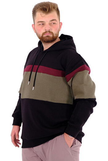 ModeXL Чоловічий світшот - Mode XL, великий розмір, 3 нитки, капюшон, чорний U24545