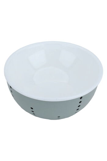Alsaif Gallery Al Saif Gallery steel bowl, round, double gray base, 17 x 17 x 9 cm - white
