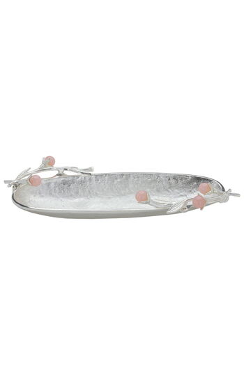 Alsaif Gallery Saif Gallery Steel Serving Platter, 40 x 13 x 4 cm - Silver