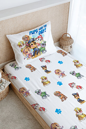 Tuğba Kuğu Colorful Dog Patterned Single Fitted Sheet Set