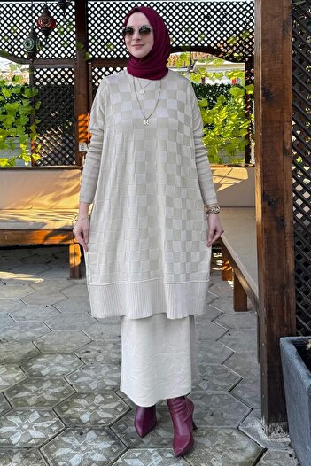 Rabia Şamlı Stone Color Desire Knitwear Tunic