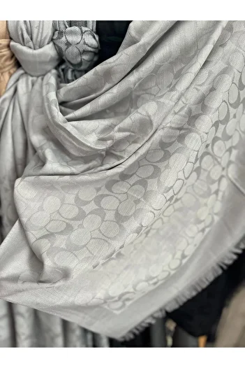 Webinay Home C Pattern Double-Sided Cashmere Silk Shawl Gray Color