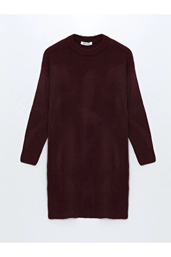 LC Waikiki Lcw Vision Burgundy Crew Neck Women's Knitwear Dress