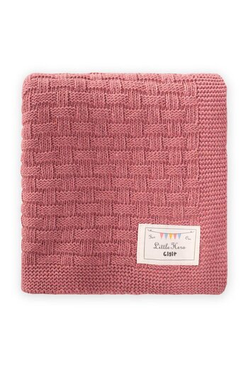 Cigit 80X100Cm Dusty Rose Roman Patterned Knitwear Blanket