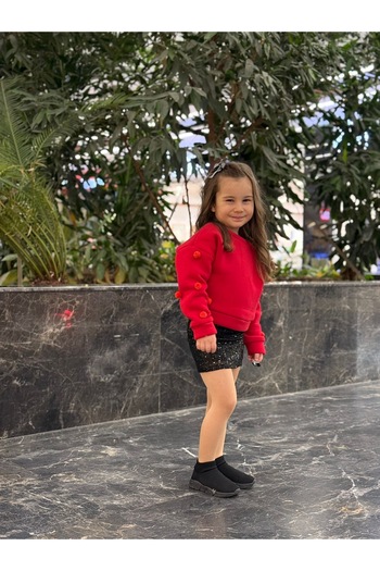 Tinypeople Girl's Skirt Set - Pompom Sweat and Sequin Detail, Holiday