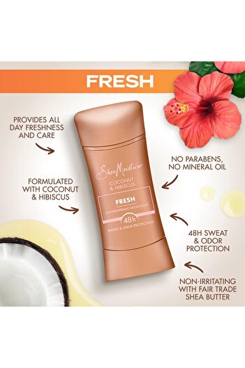 Shea Moisture Coconut & Hibiscus Fresh Antiperspirant Stick Deodorant 74GR