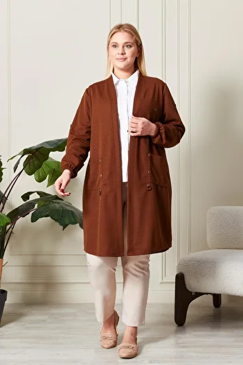 Ferace Women's Ottoman Steel Large Size Cardigan with Pockets