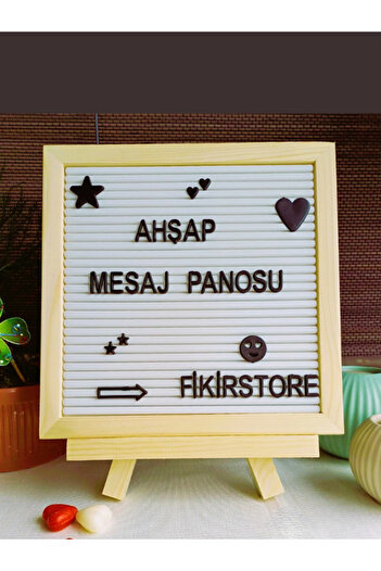fikirstore Ahşap Şövaleli Ahşap Çerçeveli Özelleştirilebilir Mesaj Panosu Yazı Tahtası Seti