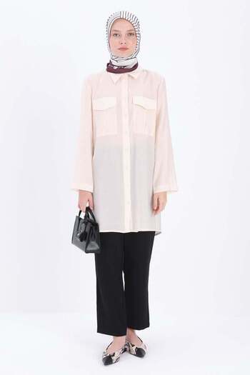 ALLDAY Off-White-Double Pocket Shirt Tunic