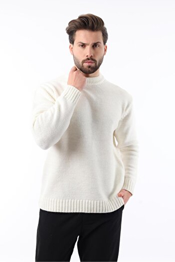 Madmext Ecru Crew Neck Overfit Men's Knitwear Sweater E7402