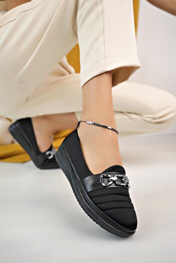 Aymood Black Classic Comfortable Mother's Shoes - Babet Model