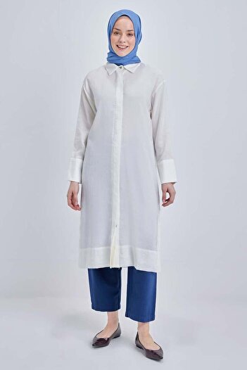 ALLDAY Bone-Stone Button Modal Shirt Tunic