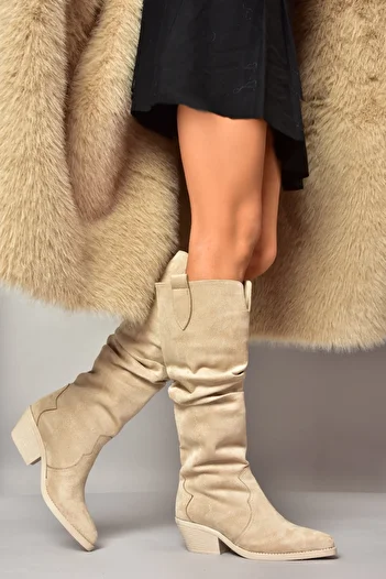 Fox Shoes Τ 404401002   Skin Suede Gathered Γυναικείες Μπότες