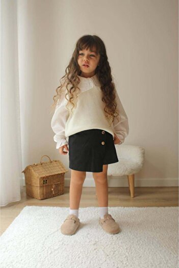 MİNİKO KİDS Girl's Collared Kits with Sweaters with Skirts 2-Piece Set