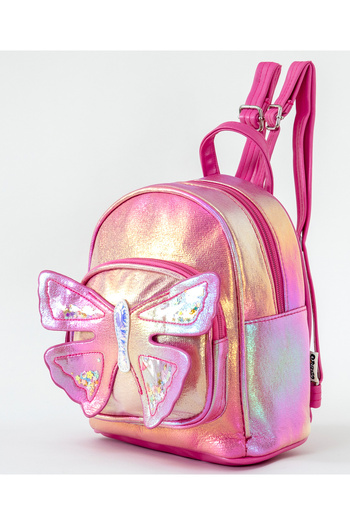 Fab N Funky Stylish Butterfly Backpack Durable Polyester for Kids 3+, Spacious Compartment, Rose Red - 8 Inches