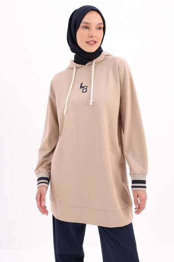 ALLDAY Sweat Tunic with Beige Embroidered Cuffs